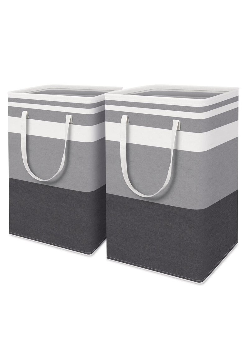 LEDIN Large Laundry Basket, Waterproof, Freestanding Laundry Hamper, Collapsible Tall Clothes Hamper with Extended Handles for Clothes Toys in the Dorm and Family (75L, 2-Pack) - Image 1