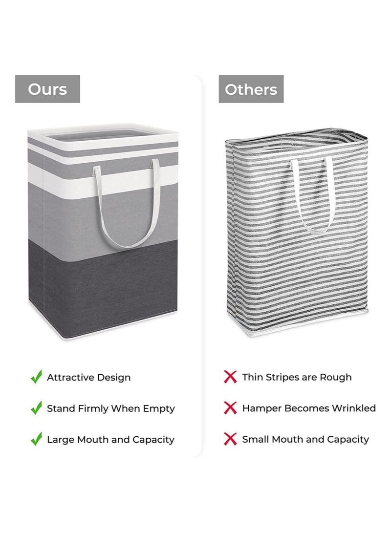 LEDIN Large Laundry Basket, Waterproof, Freestanding Laundry Hamper, Collapsible Tall Clothes Hamper with Extended Handles for Clothes Toys in the Dorm and Family (75L, 2-Pack) - Image 2