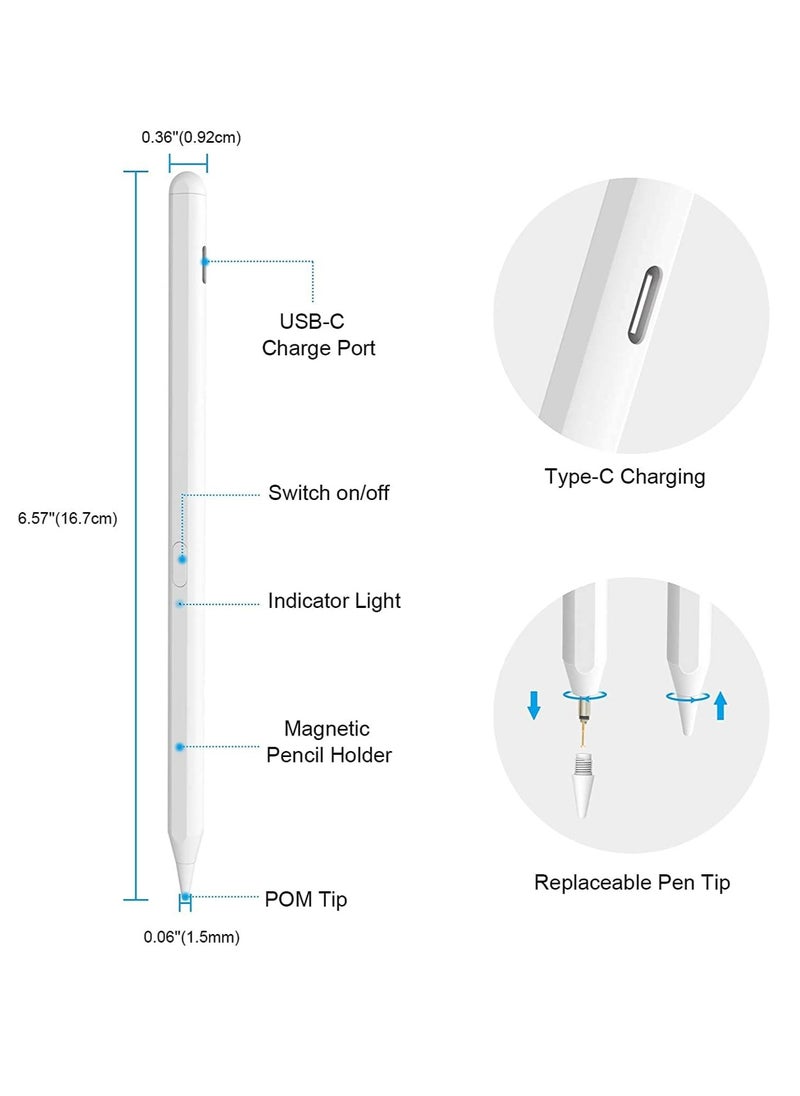 FARROBIZZ Stylus Pen for iPad, 13 mins Fast Charge Apple iPad Pencil with Palm Rejection, Tilt Sensitivity, Work for 2018-2024 iPad Air 3/4/5/6, iPad Mini 5/6, iPad 6/7/8/9/10, iPad Pro 11"/12.9"/M4  - Image 4