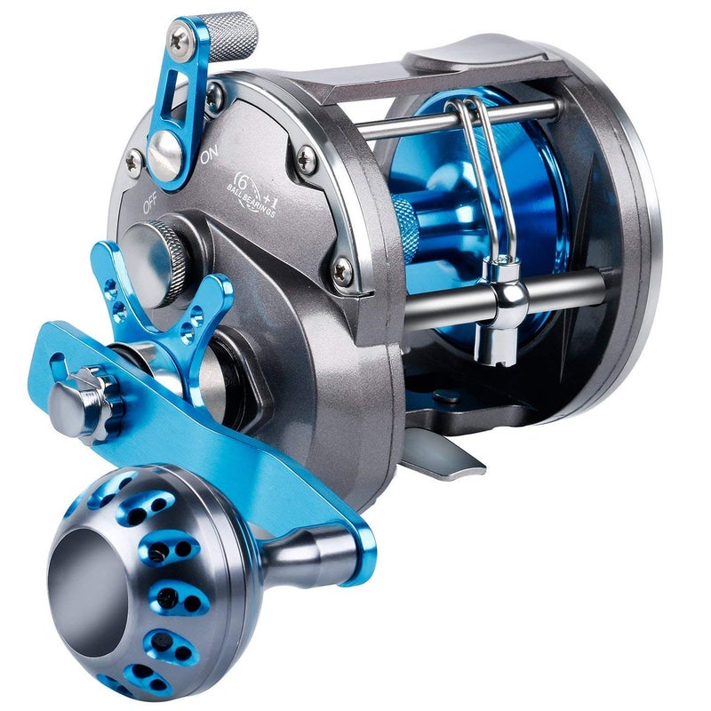 Burning Shark Trolling Reel Saltwater Level Wind Reels, Drag Reels Boat Fishing Ocean Fishing for Sea Bass Grouper Salmon-SHA40 - Image 1