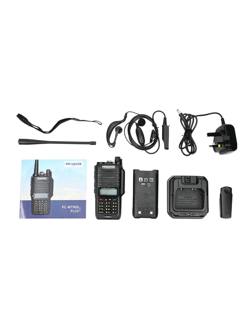 PROMAGE - Promage Connect PC-WT900 PLUS Two Way Radio with Earpiece, Dual Band, Auto Back-Light, Time-out Timer, Voice Prompt, AUTO Keypad Lock, Emergency Alarm, Built-in Flashlight, Low Battery Warning | 1 Pack - Image 1