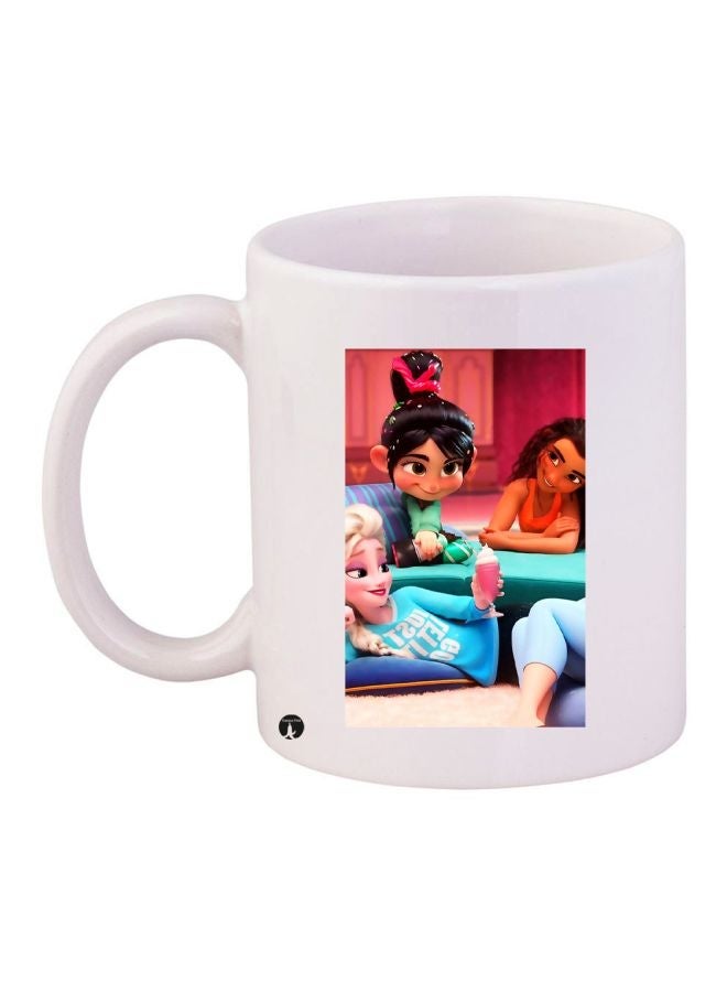 RYN Animated Characters Printed Coffee Mug White/Pink/Blue 11ounce