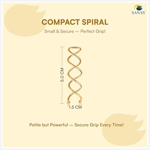 Sanas Hair Pins for Hair Styling (10Pcs) U Pin for Hair Clips for Hair Styling Hair Pins for Women Wedding Girls Juda Pins For Hair Bun Accessories & Clips for Women Spiral U Pin (10Pcs) (Golden) - Image 2