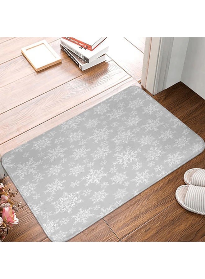 rouihot Bath Mats for Bathroom Decor Christmas Snowflakes White on Gray Cozy Washable Floor Rug Carpets Bath Rug Mat Non Slip Backing 20x30 Inches for Indoor Bedroom Kitchen - Image 4
