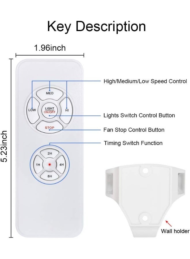 Qiachip  Universal Ceiling Fan And Lights Wireless Remote Control Kit 3-In-1 Ceiling Fan Light 4 Timing And 4 Speed Wireless Remote Control And Receiver Kits For Ceiling Fan Lamp - Image 2