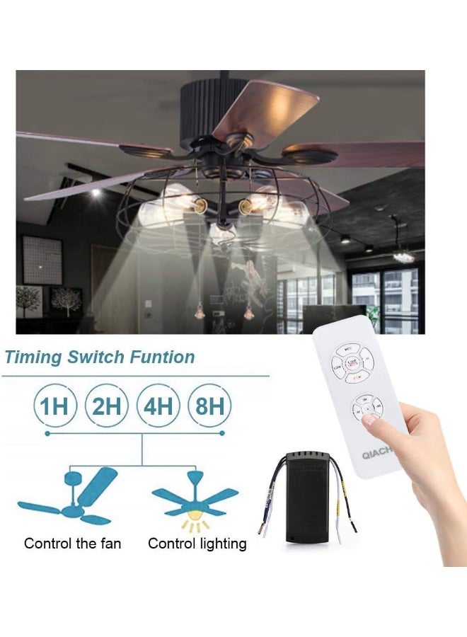 Qiachip  Universal Ceiling Fan And Lights Wireless Remote Control Kit 3-In-1 Ceiling Fan Light 4 Timing And 4 Speed Wireless Remote Control And Receiver Kits For Ceiling Fan Lamp - Image 3