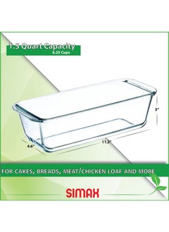 Glassware Classic 1.5 Quart Loaf Dish Heat Cold And Shockproof Borosilicate Glass Made In Europe Dishwasher Safe 11” X 4.8” X 3” - pzsku/ZE861E5173A3B88EC9DCEZ/45/_/1720086539/0cb0d8d6-8296-41f5-b328-974b12b019d1