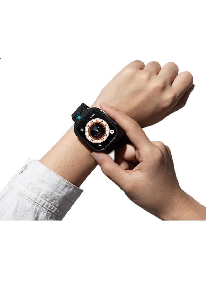 PITAKA Air Case, Apple Watch Protective Case, Apple Watch Ultra 600D Aramid Kevlar Watch Case, Black And Gray Fine Diagonal Pattern - Image 1