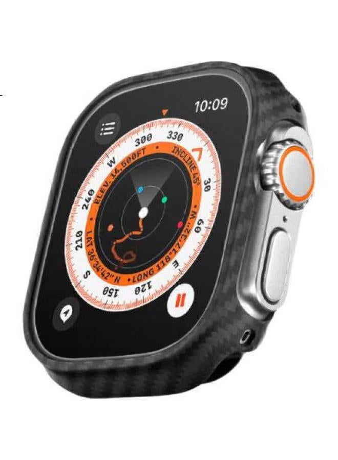 PITAKA Air Case, Apple Watch Protective Case, Apple Watch Ultra 600D Aramid Kevlar Watch Case, Black And Gray Fine Diagonal Pattern - Image 2
