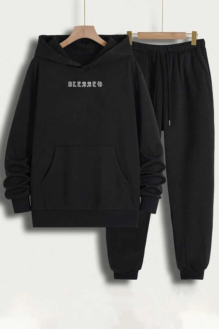 ONLYTRENDWEAR Unisex Blesseb Printed Tracksuit Set S.m. Black