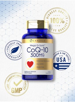 CARLYLE CoQ10 300mg | 120 Softgels | Mega Q-Sorb Coenzyme Q-10 | with Black Pepper Extract | Non-GMO, Gluten Free  - Image 5