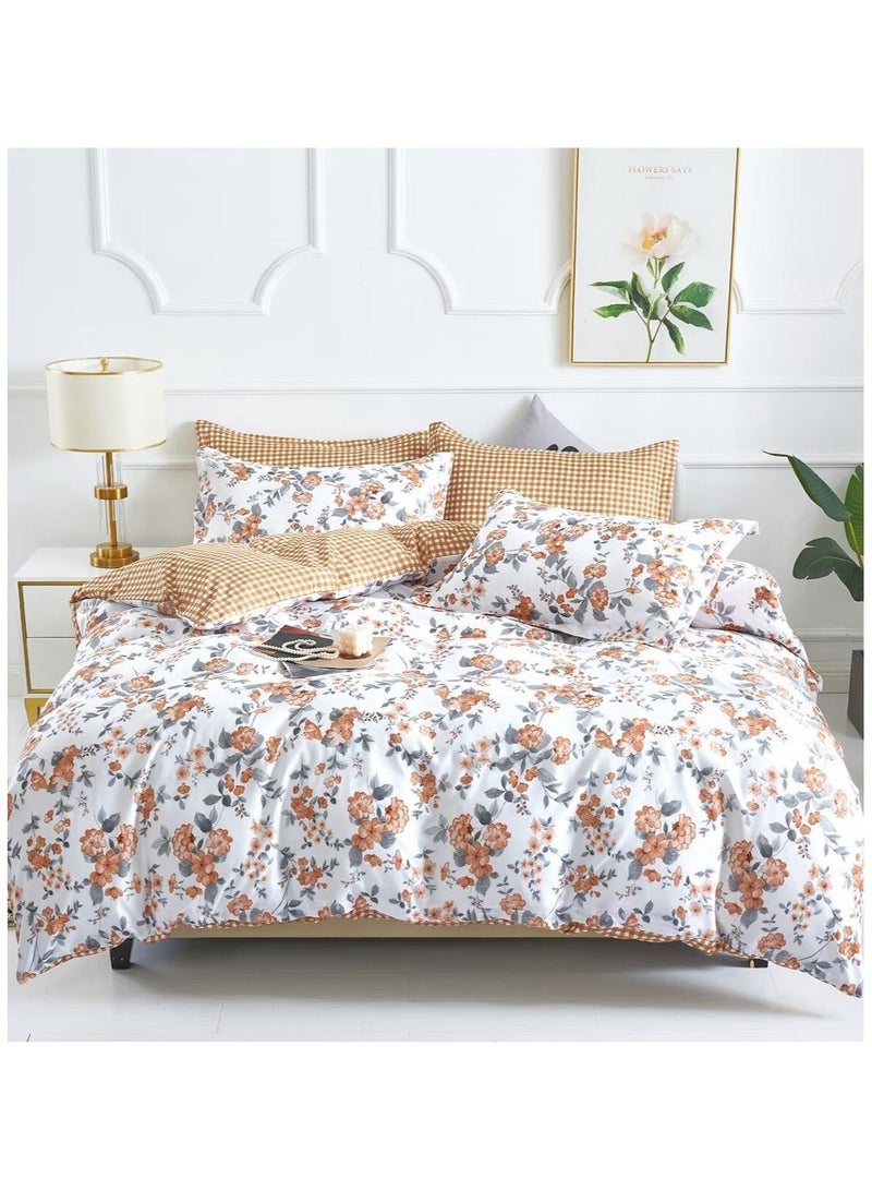 AL RAID King Size Bed Sheet Set – 6 PCS Bedding Set Includes Duvet Cover with Zipper Closure 220x240 cm, Fitted Sheet 200x200+25 cm and 4 Pillow Cases 50x75 cm – Easy Care Bed Sheet Set