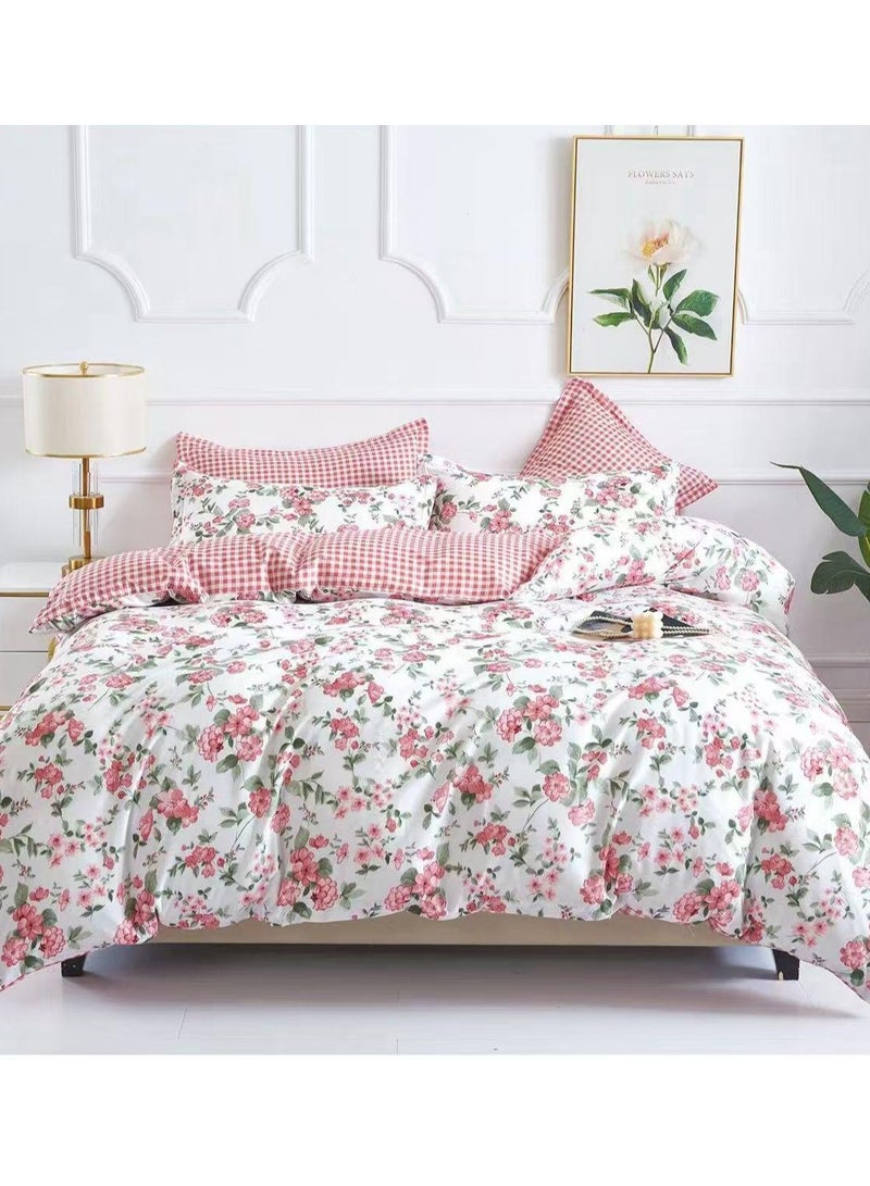 King Size Bed Sheet Set – 6 PCS Bedding Set Includes Duvet Cover with Zipper Closure 220x240 cm, Fitted Sheet 200x200+25 cm and 4 Pillow Cases 50x75 cm – Easy Care Bed Sheet Set