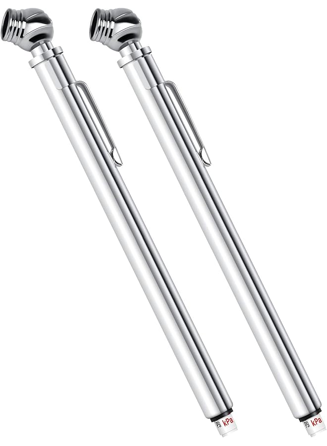 KASTWAVE Delfino 50 Psi Pencil Tire Pressure Gauges 2 Pack, Integrated Deflator Valve, Chuck, And Abs Indicator Bar - Image 1