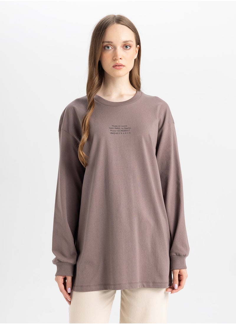DeFacto - Regular Fit Crew Neck Printed Sweatshirt Tunic - Image 1