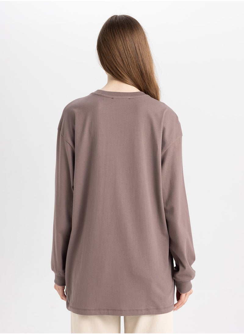 DeFacto - Regular Fit Crew Neck Printed Sweatshirt Tunic - Image 1