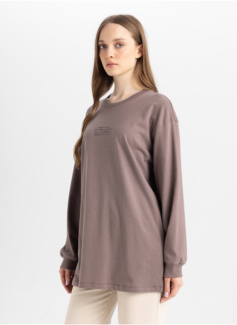 DeFacto - Regular Fit Crew Neck Printed Sweatshirt Tunic - Image 1