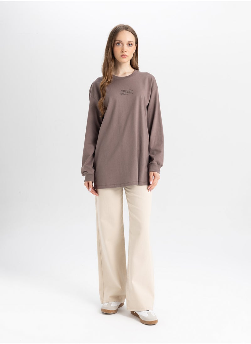 DeFacto - Regular Fit Crew Neck Printed Sweatshirt Tunic - Image 1