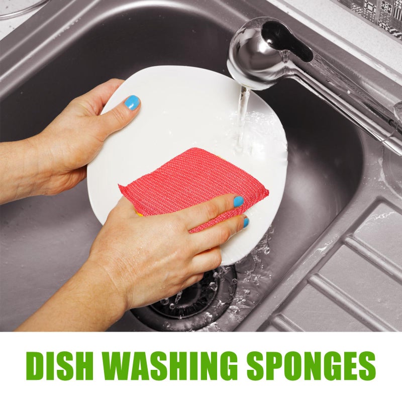 Non Scratch Kitchen Sponges 12 Pack Ultra Fine Fiber Scrubber Random 4 Colors - Image 4