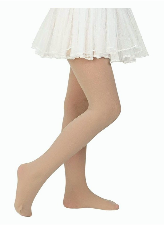 Perfectory School Uniform Tights for Girls Ballet Dance Footed Tight Ultra Soft-Nude  - Image 1