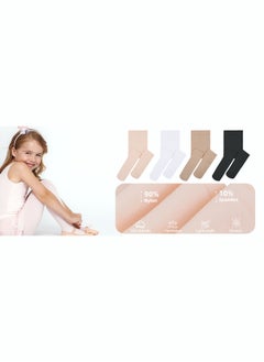 Perfectory School Uniform Tights for Girls Ballet Dance Footed Tight Ultra Soft-Nude  - Image 4