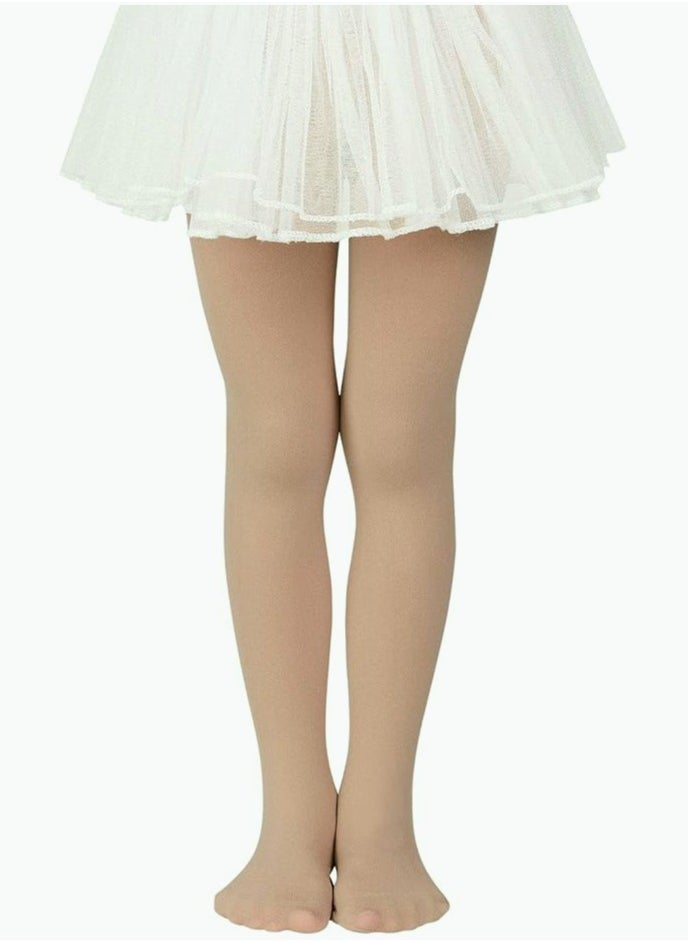 Perfectory School Uniform Tights for Girls Ballet Dance Footed Tight Ultra Soft-Nude  - Image 2
