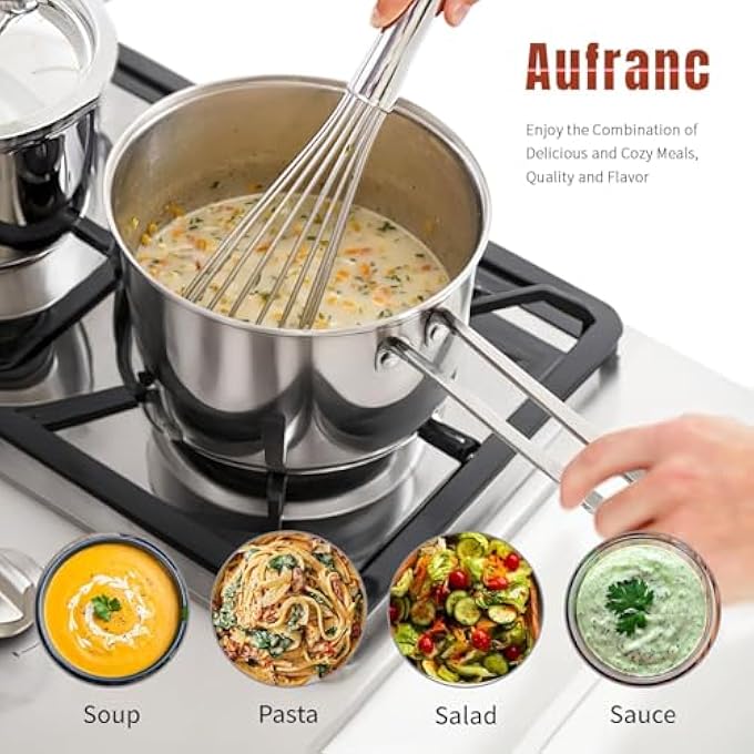 Azonee 26L TriPly Stainless Steel Saucepan InductionCompatible Sauce Pan With Glass Lid Stay Cool Handle Oven  Dishwasher Safe For All Cooktops Silver - Image 4