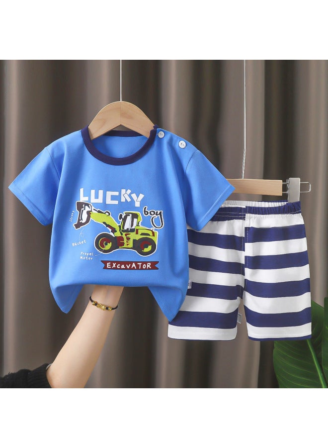 Children's Short-sleeved Suit Cotton Summer New Boys' Summer Clothing Baby T-shirt Girls' Clothing Thin Children's Clothing