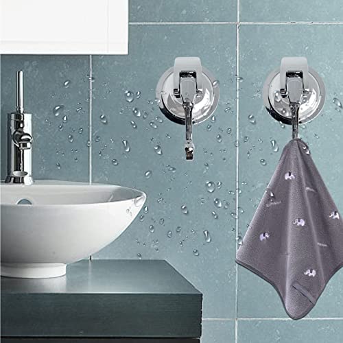 YSSILADI Heavy Duty Suction Cup Hooks for Shower, Bathroom Robe - Vacuum Glass Hooks, Reusable, No Hole Punched, for Garland Decoration (Silver, 6 Pack) - Image 3