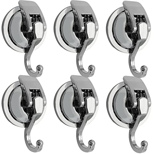 YSSILADI Heavy Duty Suction Cup Hooks for Shower, Bathroom Robe - Vacuum Glass Hooks, Reusable, No Hole Punched, for Garland Decoration (Silver, 6 Pack) - Image 1