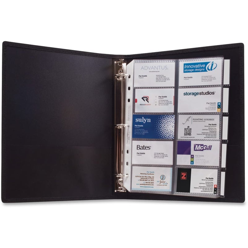 Advantus Anglers 303 3-Ring Business Card Binder 100 Card Cap 8-1/2-Inch x11-Inch Black - Image 3