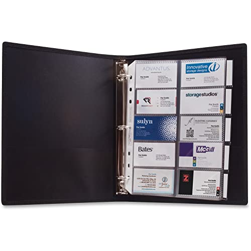 Advantus Anglers 303 3-Ring Business Card Binder 100 Card Cap 8-1/2-Inch x11-Inch Black - Image 1