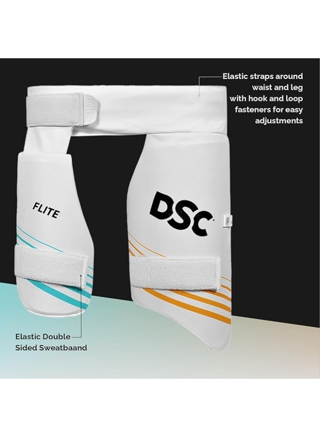 DSC DSC Condor Flite Youth Cricket Thigh Pad | Left-Handed | White | Dual Protection (Outer + Inner Pad) | Adjustable Towel Straps | High-Density Foam & PVC Build - Image 3