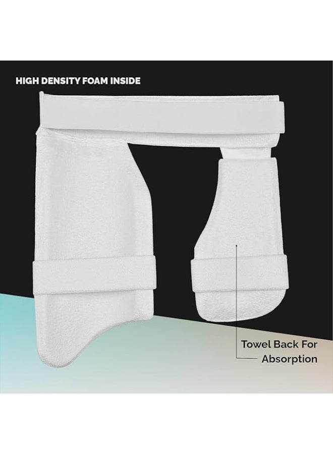 DSC DSC Condor Flite Youth Cricket Thigh Pad | Left-Handed | White | Dual Protection (Outer + Inner Pad) | Adjustable Towel Straps | High-Density Foam & PVC Build - Image 5