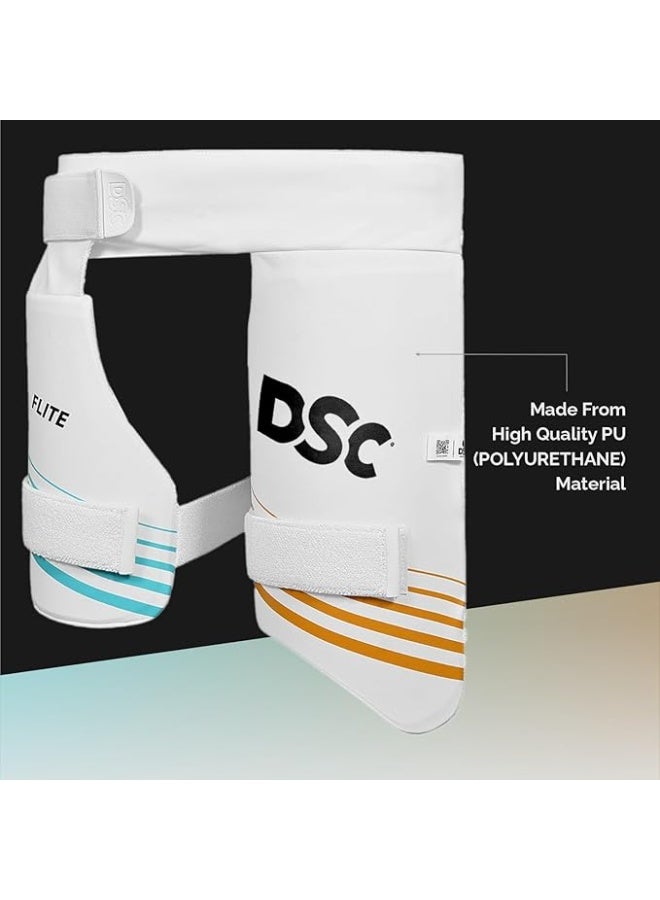 DSC DSC Condor Flite Youth Cricket Thigh Pad | Left-Handed | White | Dual Protection (Outer + Inner Pad) | Adjustable Towel Straps | High-Density Foam & PVC Build - Image 4