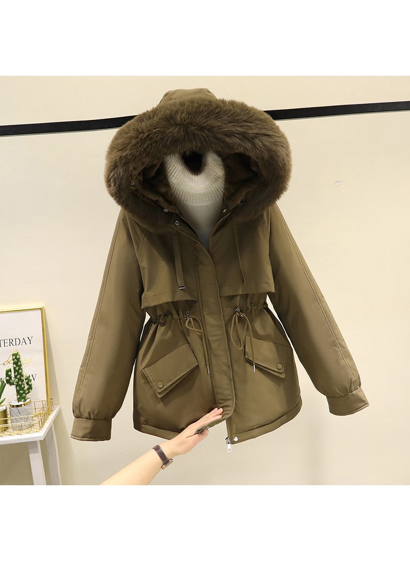 Generic - 2023 Thickened Plush Womens Parka Coat grapefruit red - Image 1