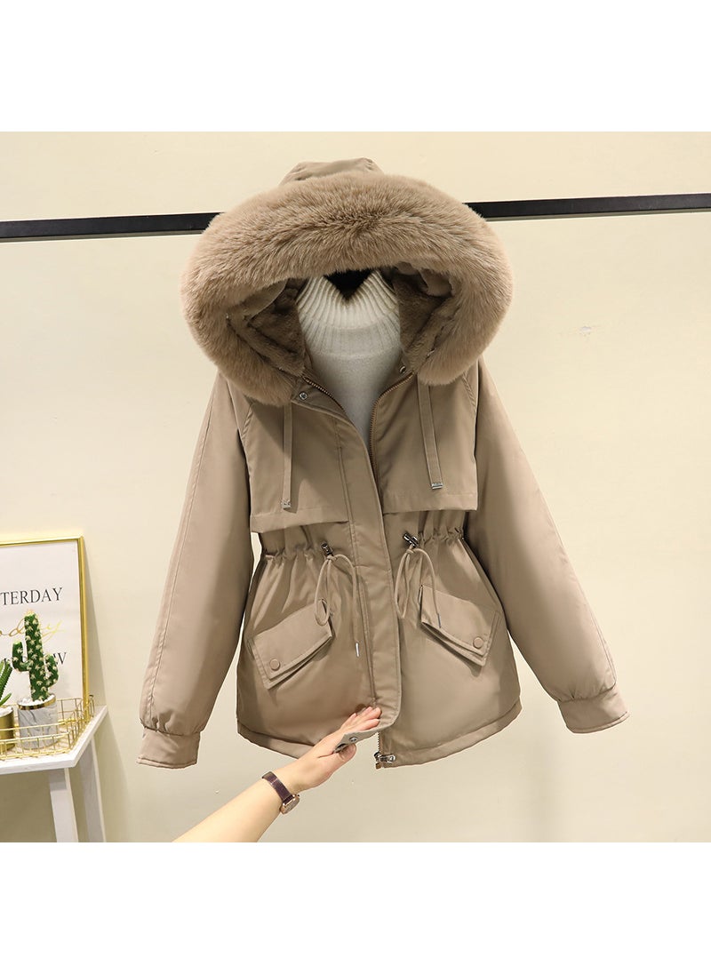 Generic - 2023 Thickened Plush Womens Parka Coat grapefruit red - Image 1