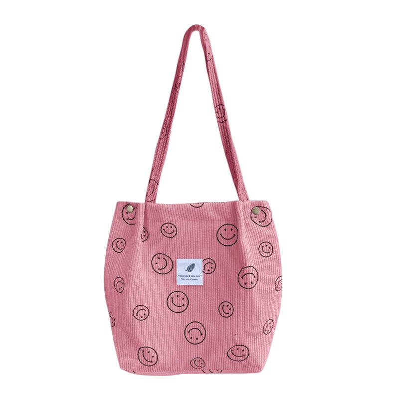 JARKJARD Corduroy Tote Bag Aesthetic Cute Tote Bags Large School Shoulder Bags for Teen Girls Trendy Stuff(Pink) - Image 1