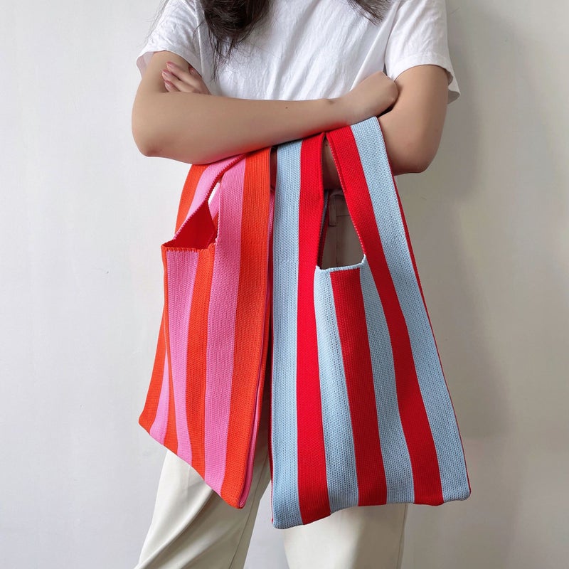 Colorful Striped Knitted Shoulder Bag - Image 2
