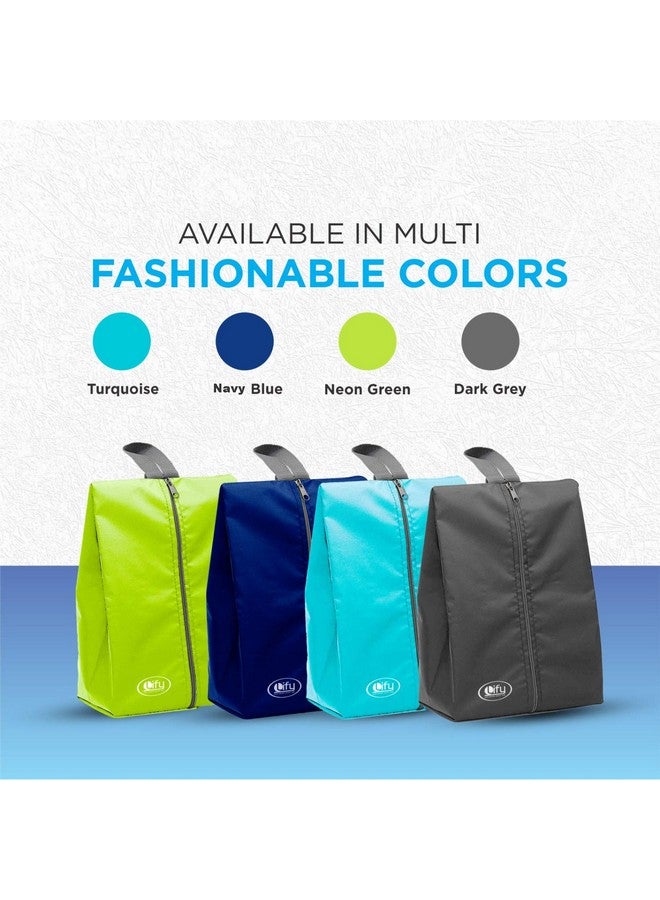 Lify Shoe Storage Organizer Bags Set, Water-Resistant Nylon Fabric with Sturdy Zipper for Traveling (6 Pack) (Florescent(Neon Green) & Grey) - Image 4