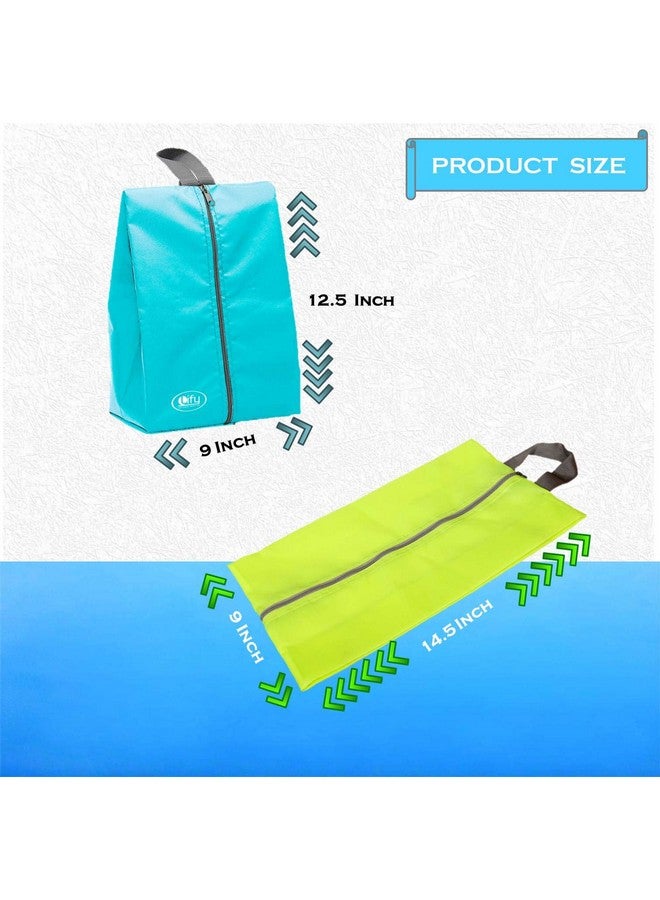 Lify Shoe Storage Organizer Bags Set, Water-Resistant Nylon Fabric with Sturdy Zipper for Traveling (6 Pack) (Florescent(Neon Green) & Grey) - Image 2