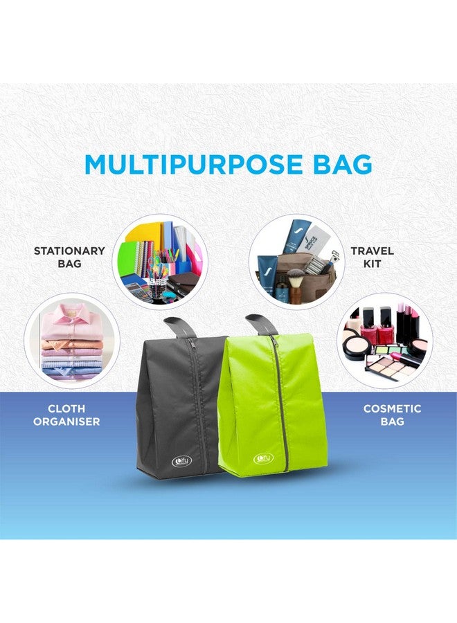 Lify Shoe Storage Organizer Bags Set, Water-Resistant Nylon Fabric with Sturdy Zipper for Traveling (6 Pack) (Florescent(Neon Green) & Grey) - Image 3