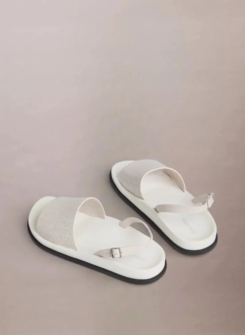 Calvin Klein White Sand Slingback Leather Sandals for Women | Best Price UAE