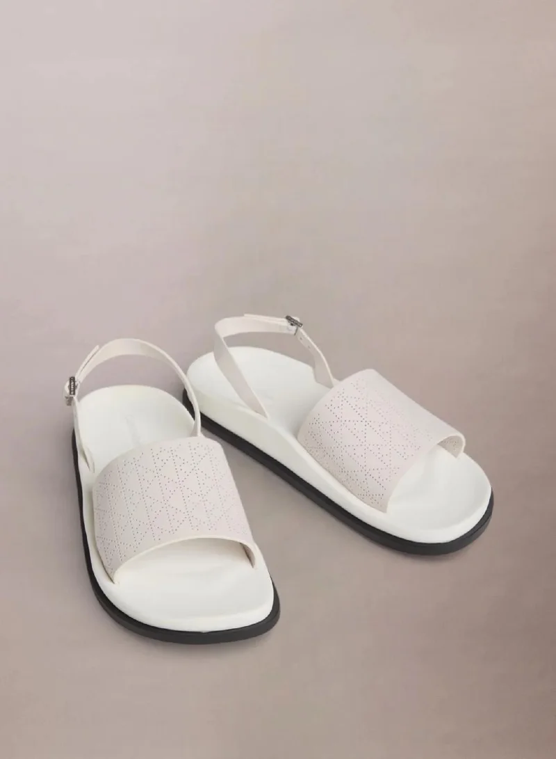 Calvin Klein White Sand Slingback Leather Sandals for Women | Best Price UAE