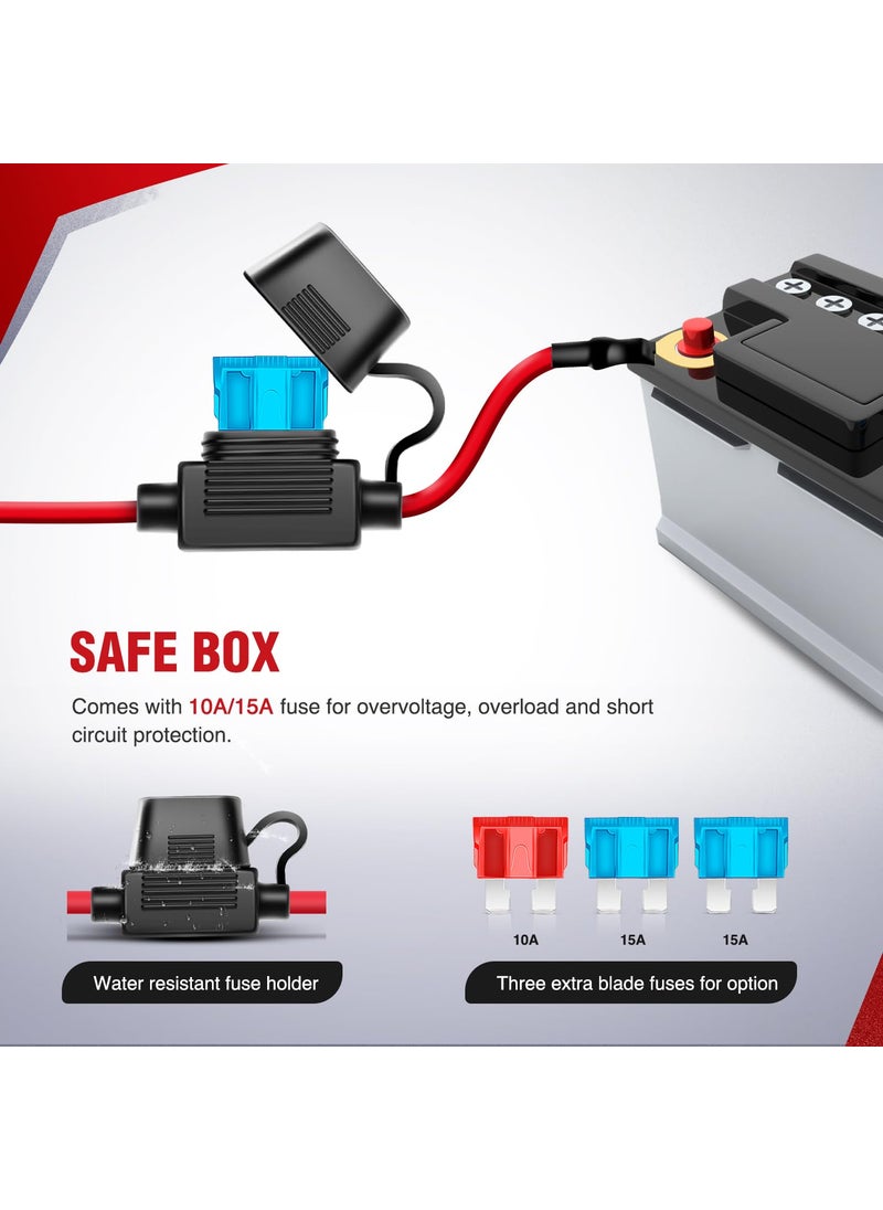 Nilight Nilight - 10012W LED Light Bar Wiring Harness Kit REAR LIGHTS 12V 5Pin Rocker Switch Laser On off Waterproof Switch Power Relay Blade Fuse-2 Lead,2 Years Warranty Black  - Image 2
