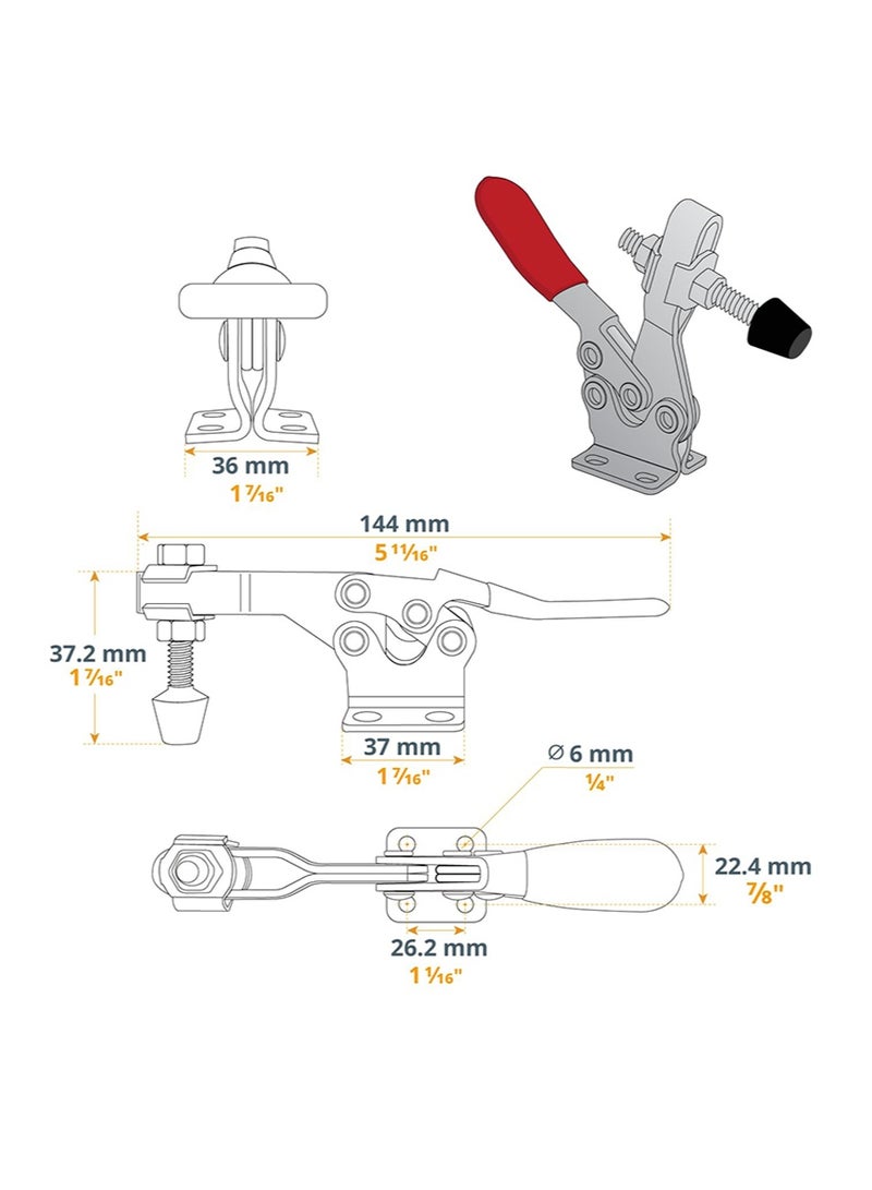 Horizontal Quick-Release Clamp – Heavy Duty CNC Machine Fixture, Fast Locking Tool for Woodworking & Metalworking,4pack - Image 3