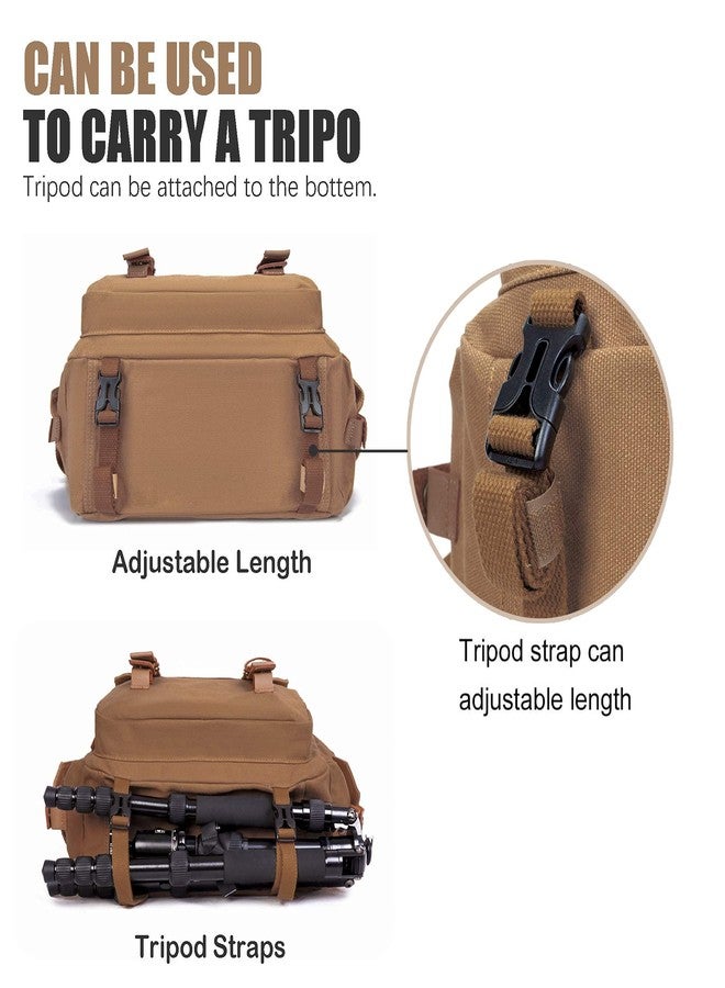 Cwatcun Camera Bag/Case Lightweight Vintage Waterproof Canvas Shockproof Camera Shoulder Messenger Bag Compatible for Canon Sony Nikon DSLR SLR Coffee Brown - Image 4