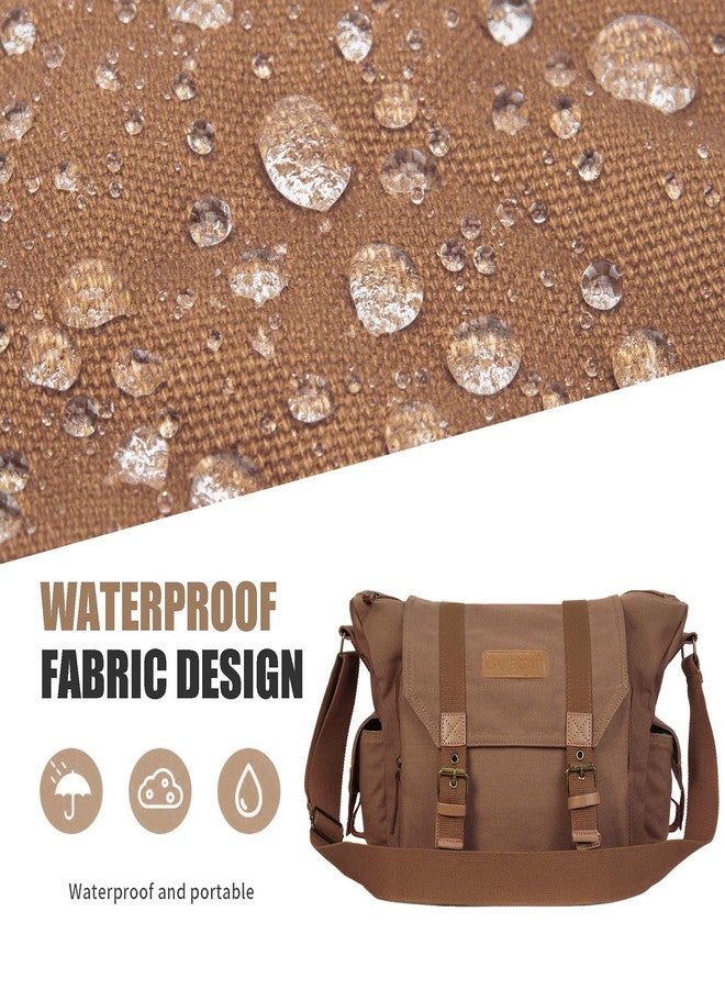 Cwatcun Camera Bag/Case Lightweight Vintage Waterproof Canvas Shockproof Camera Shoulder Messenger Bag Compatible for Canon Sony Nikon DSLR SLR Coffee Brown - Image 3