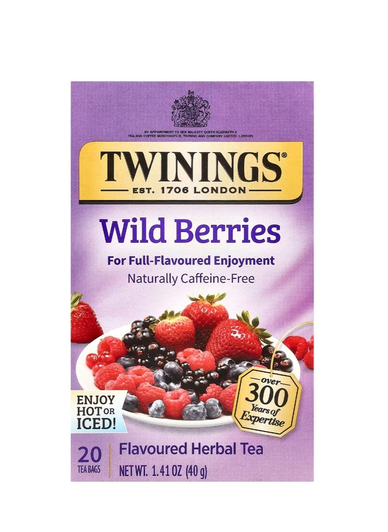 Twinings Flavored Herbal Tea Wild Berries Caffeine Free 20 Tea Bags 1.41 oz (40 g)  - Image 1