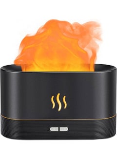 إيروريكس مرطب الهواء Flame Air Diffuser، ناشر رائحة مطور للزيوت الأساسية، مرطب ضباب ناري بالموجات فوق الصوتية مع وظيفتي إيقاف التشغيل التلقائي لدرجة السطوع للغرفة والمنزل والمكتب، أسود  - Image 1